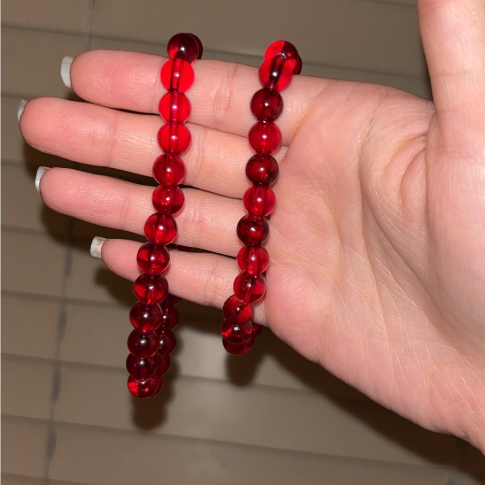 Handmade 8mm Red glass bracelet❤️❤️